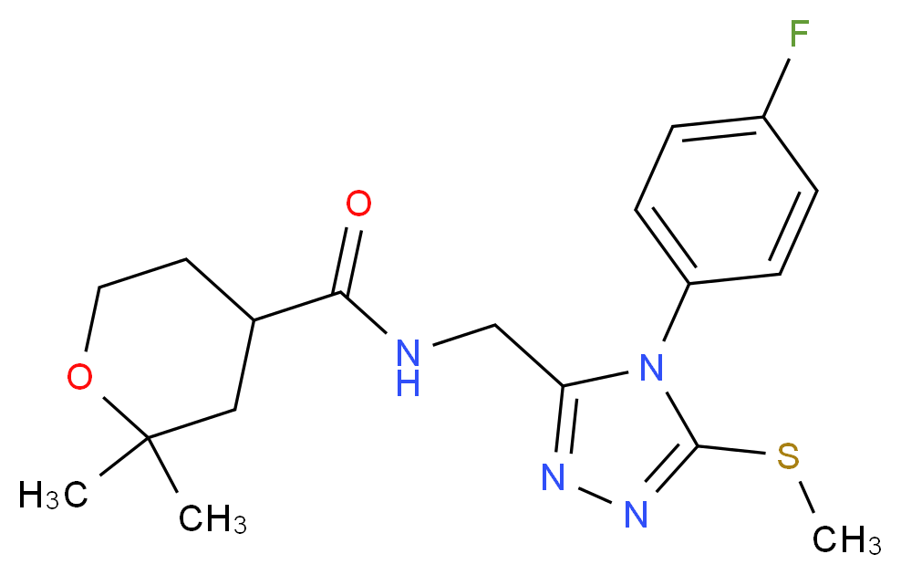 N-{[4-(4-fluorophenyl)-5-(methylthio)-4H-1,2,4-triazol-3-yl]methyl}-2,2-dimethyltetrahydro-2H-pyran-4-carboxamide_Molecular_structure_CAS_)