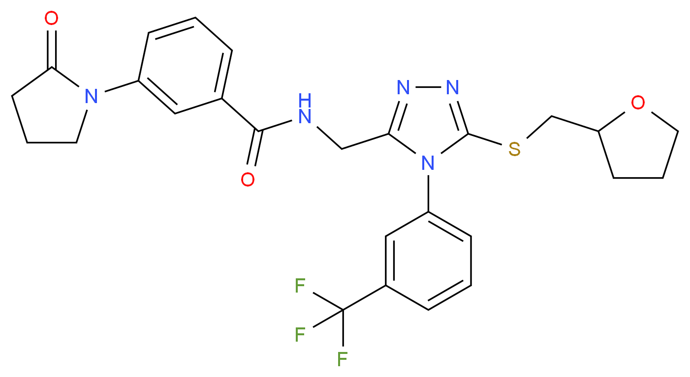 3-(2-oxo-1-pyrrolidinyl)-N-({5-[(tetrahydro-2-furanylmethyl)thio]-4-[3-(trifluoromethyl)phenyl]-4H-1,2,4-triazol-3-yl}methyl)benzamide_Molecular_structure_CAS_)
