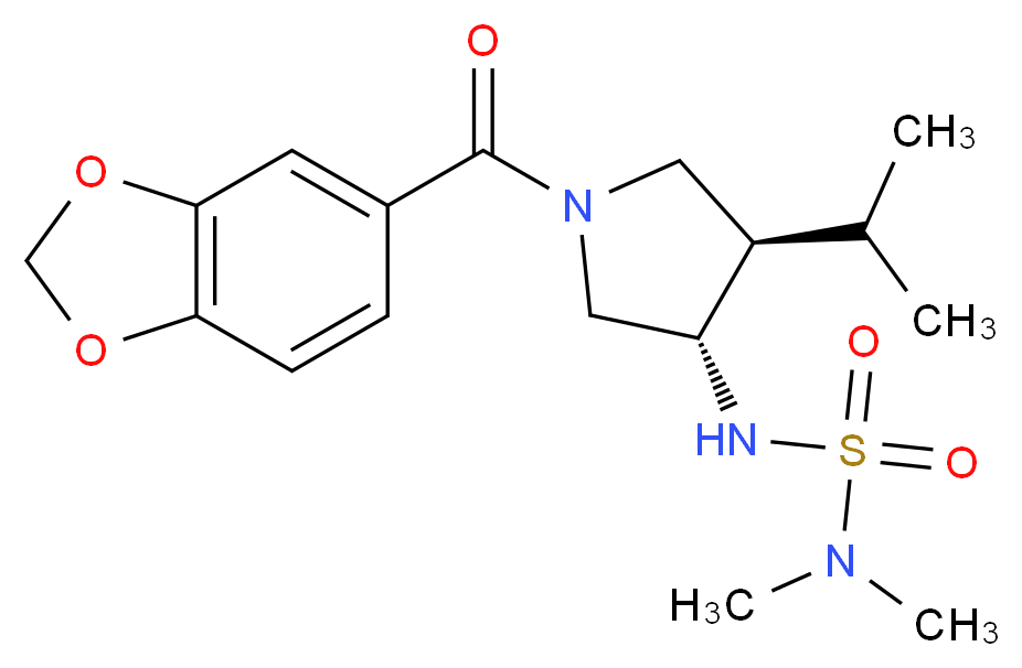 N'-[(3S*,4R*)-1-(1,3-benzodioxol-5-ylcarbonyl)-4-isopropylpyrrolidin-3-yl]-N,N-dimethylsulfamide_Molecular_structure_CAS_)