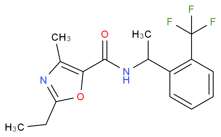 2-ethyl-4-methyl-N-{1-[2-(trifluoromethyl)phenyl]ethyl}-1,3-oxazole-5-carboxamide_Molecular_structure_CAS_)