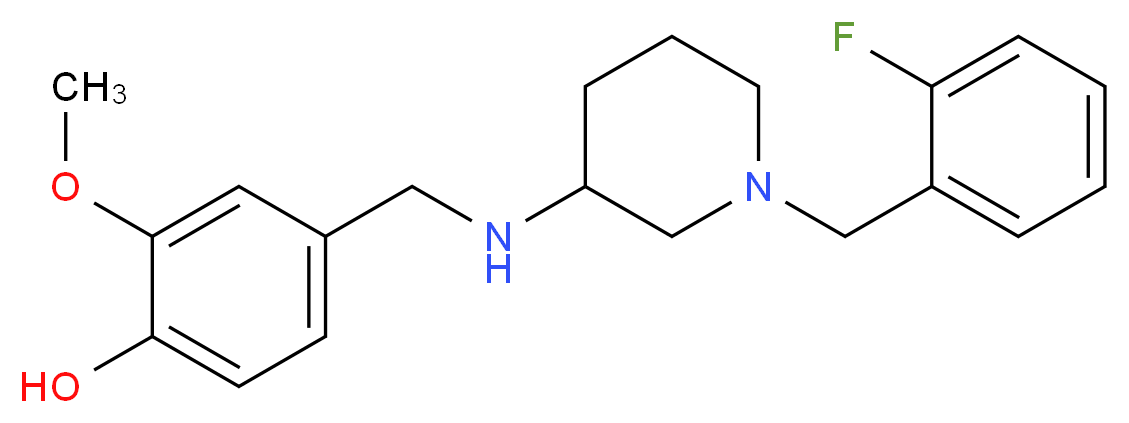 4-({[1-(2-fluorobenzyl)-3-piperidinyl]amino}methyl)-2-methoxyphenol_Molecular_structure_CAS_)
