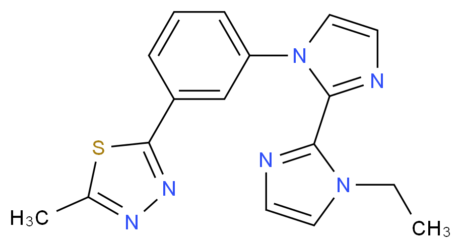 1-ethyl-1'-[3-(5-methyl-1,3,4-thiadiazol-2-yl)phenyl]-1H,1'H-2,2'-biimidazole_Molecular_structure_CAS_)