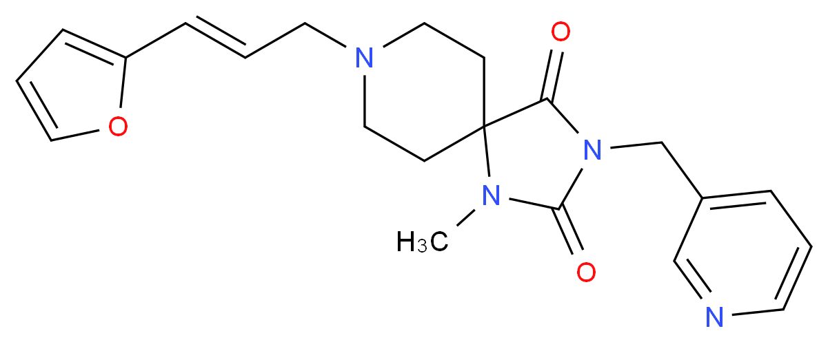 8-[(2E)-3-(2-furyl)-2-propen-1-yl]-1-methyl-3-(3-pyridinylmethyl)-1,3,8-triazaspiro[4.5]decane-2,4-dione_Molecular_structure_CAS_)