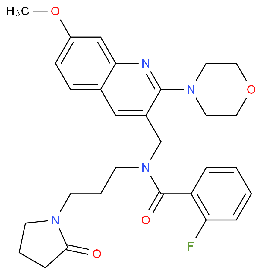 2-fluoro-N-{[7-methoxy-2-(4-morpholinyl)-3-quinolinyl]methyl}-N-[3-(2-oxo-1-pyrrolidinyl)propyl]benzamide_Molecular_structure_CAS_)