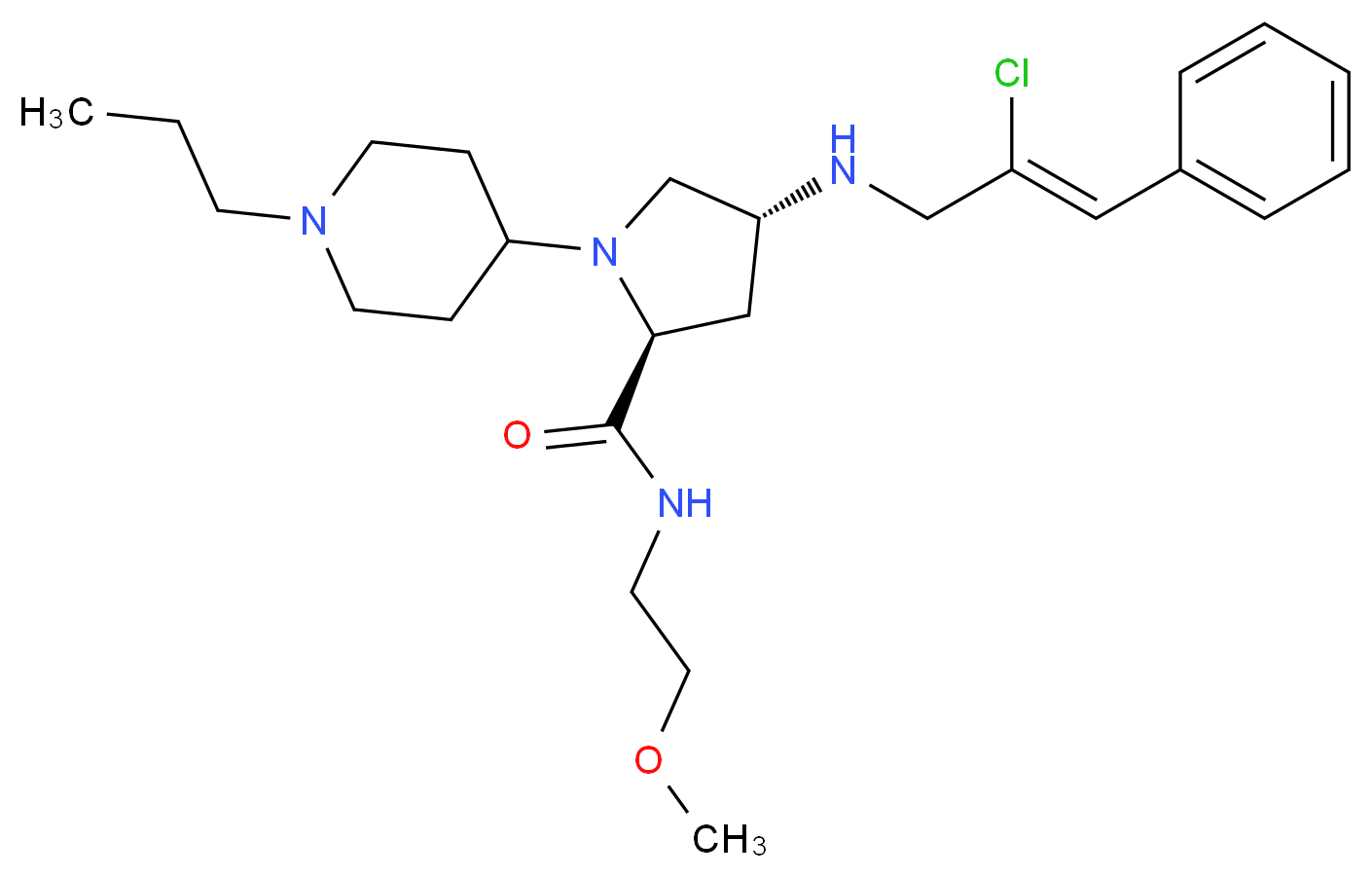 (4R)-4-{[(2Z)-2-chloro-3-phenyl-2-propen-1-yl]amino}-N-(2-methoxyethyl)-1-(1-propyl-4-piperidinyl)-L-prolinamide_Molecular_structure_CAS_)