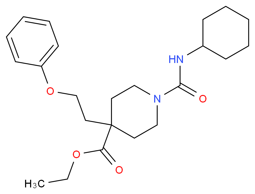 ethyl 1-[(cyclohexylamino)carbonyl]-4-(2-phenoxyethyl)-4-piperidinecarboxylate_Molecular_structure_CAS_)