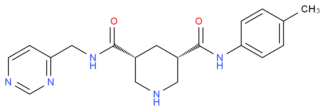 (3S*,5R*)-N-(4-methylphenyl)-N'-(pyrimidin-4-ylmethyl)piperidine-3,5-dicarboxamide_Molecular_structure_CAS_)