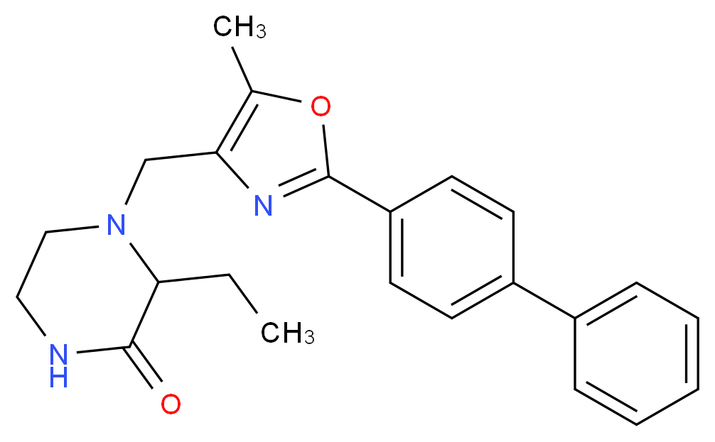 4-{[2-(4-biphenylyl)-5-methyl-1,3-oxazol-4-yl]methyl}-3-ethyl-2-piperazinone_Molecular_structure_CAS_)