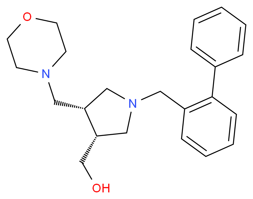 [(3R*,4S*)-1-(biphenyl-2-ylmethyl)-4-(morpholin-4-ylmethyl)pyrrolidin-3-yl]methanol_Molecular_structure_CAS_)