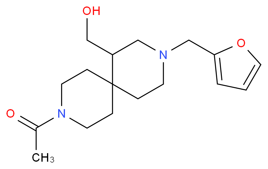 [9-acetyl-3-(2-furylmethyl)-3,9-diazaspiro[5.5]undec-1-yl]methanol_Molecular_structure_CAS_)