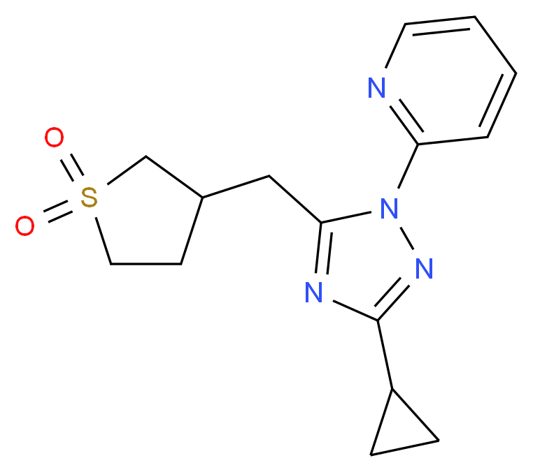 2-{3-cyclopropyl-5-[(1,1-dioxidotetrahydro-3-thienyl)methyl]-1H-1,2,4-triazol-1-yl}pyridine_Molecular_structure_CAS_)