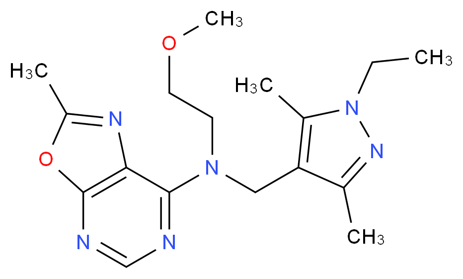 N-[(1-ethyl-3,5-dimethyl-1H-pyrazol-4-yl)methyl]-N-(2-methoxyethyl)-2-methyl[1,3]oxazolo[5,4-d]pyrimidin-7-amine_Molecular_structure_CAS_)