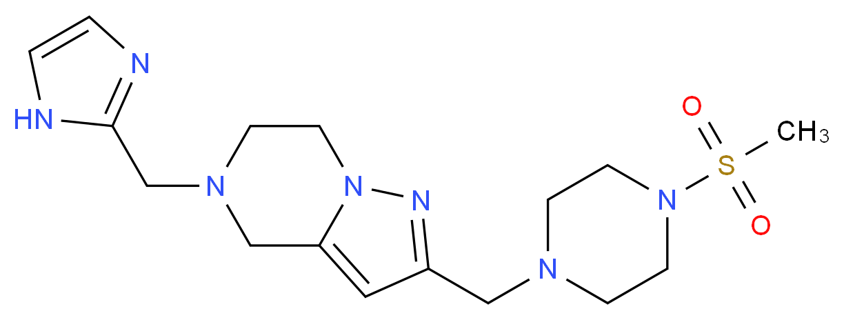 5-(1H-imidazol-2-ylmethyl)-2-{[4-(methylsulfonyl)-1-piperazinyl]methyl}-4,5,6,7-tetrahydropyrazolo[1,5-a]pyrazine_Molecular_structure_CAS_)