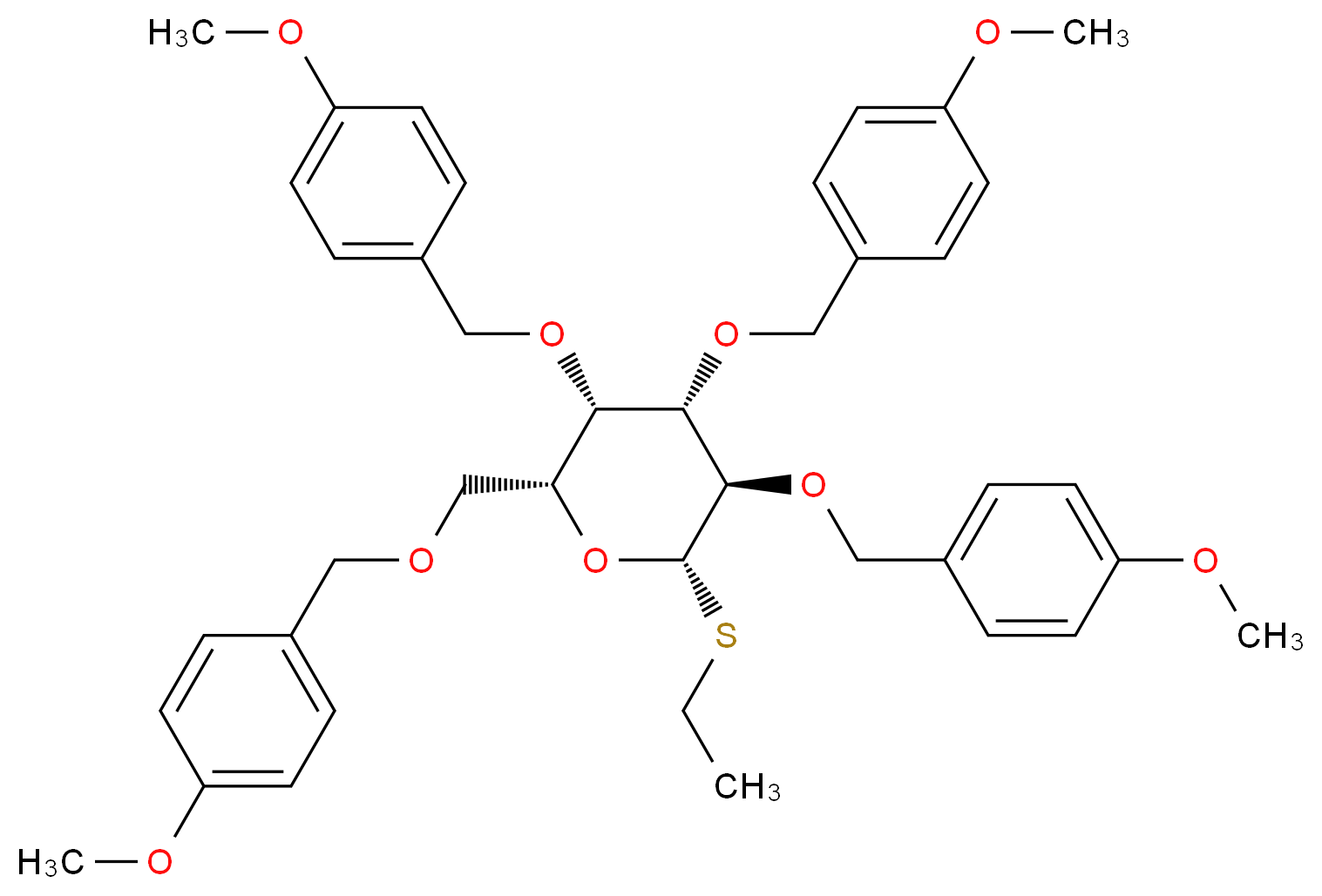 Ethyl Tetra-O-(4-methoxybenzyl)-β-D-thiogalactopyranoside_Molecular_structure_CAS_)