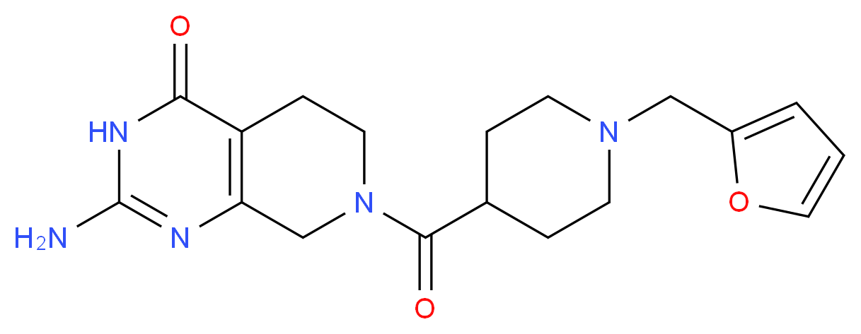 2-amino-7-{[1-(2-furylmethyl)piperidin-4-yl]carbonyl}-5,6,7,8-tetrahydropyrido[3,4-d]pyrimidin-4(3H)-one_Molecular_structure_CAS_)
