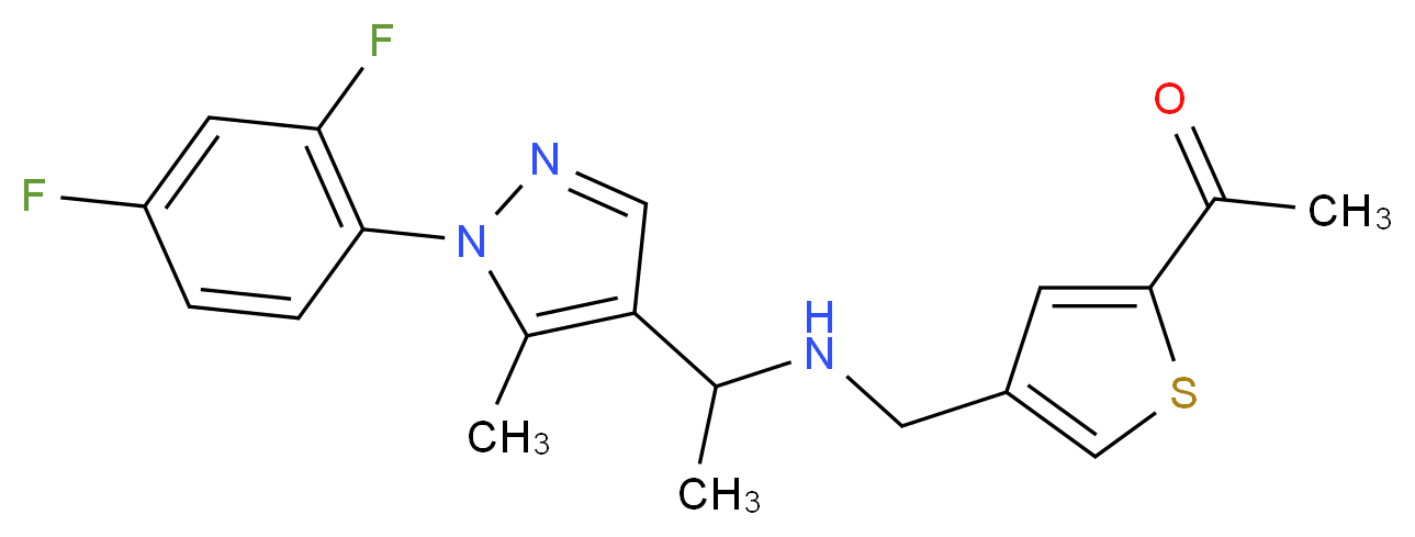 1-{4-[({1-[1-(2,4-difluorophenyl)-5-methyl-1H-pyrazol-4-yl]ethyl}amino)methyl]-2-thienyl}ethanone_Molecular_structure_CAS_)