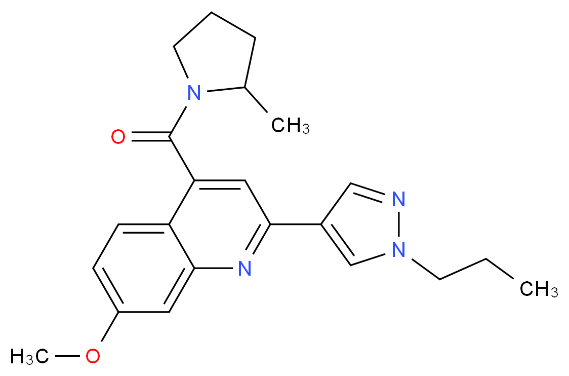 7-methoxy-4-[(2-methylpyrrolidin-1-yl)carbonyl]-2-(1-propyl-1H-pyrazol-4-yl)quinoline_Molecular_structure_CAS_)