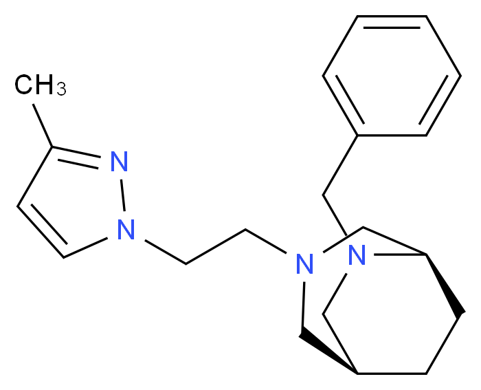 (1S*,5R*)-6-benzyl-3-[2-(3-methyl-1H-pyrazol-1-yl)ethyl]-3,6-diazabicyclo[3.2.2]nonane_Molecular_structure_CAS_)