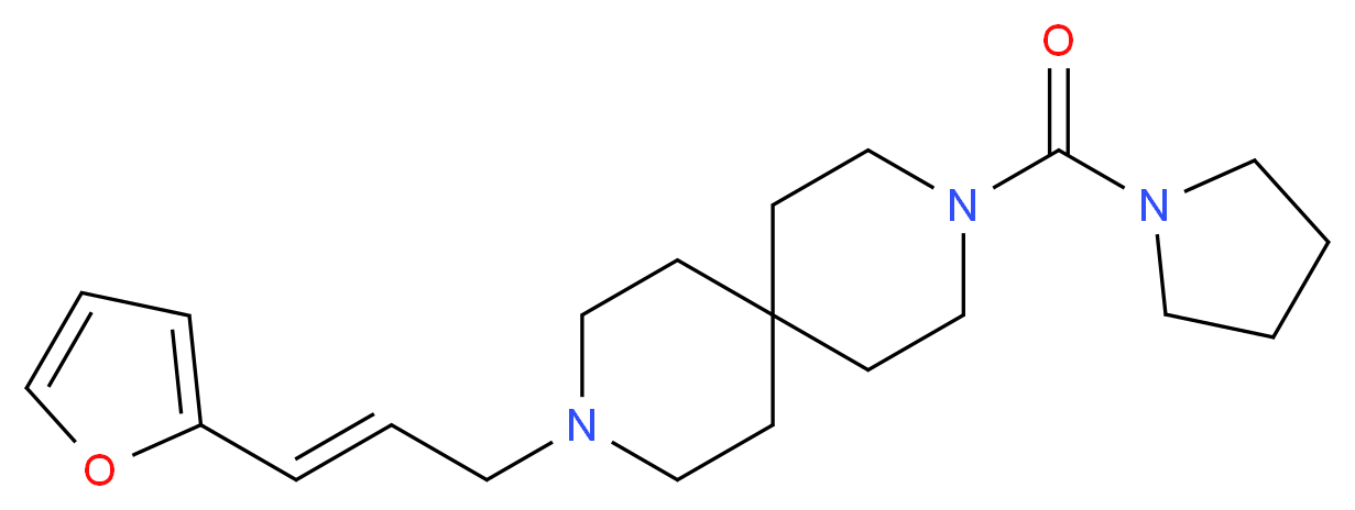 3-[(2E)-3-(2-furyl)prop-2-en-1-yl]-9-(pyrrolidin-1-ylcarbonyl)-3,9-diazaspiro[5.5]undecane_Molecular_structure_CAS_)