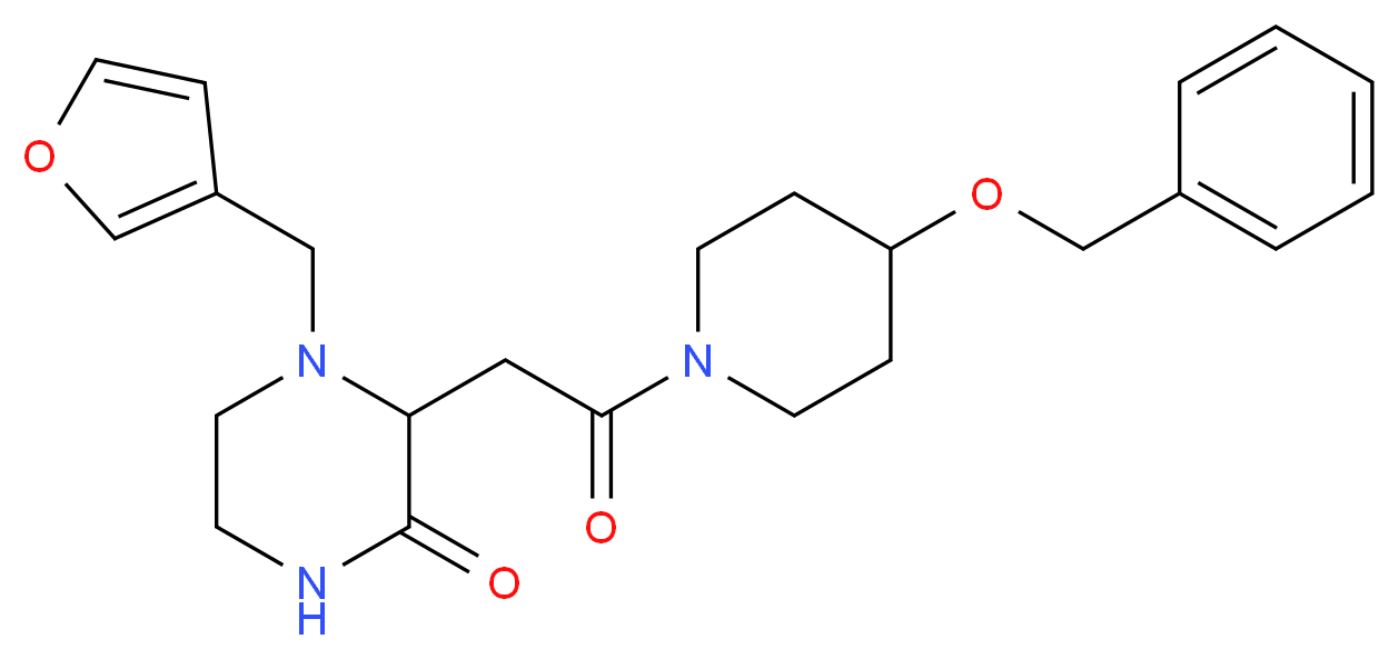 3-{2-[4-(benzyloxy)-1-piperidinyl]-2-oxoethyl}-4-(3-furylmethyl)-2-piperazinone_Molecular_structure_CAS_)