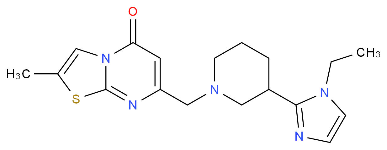 7-{[3-(1-ethyl-1H-imidazol-2-yl)-1-piperidinyl]methyl}-2-methyl-5H-[1,3]thiazolo[3,2-a]pyrimidin-5-one_Molecular_structure_CAS_)