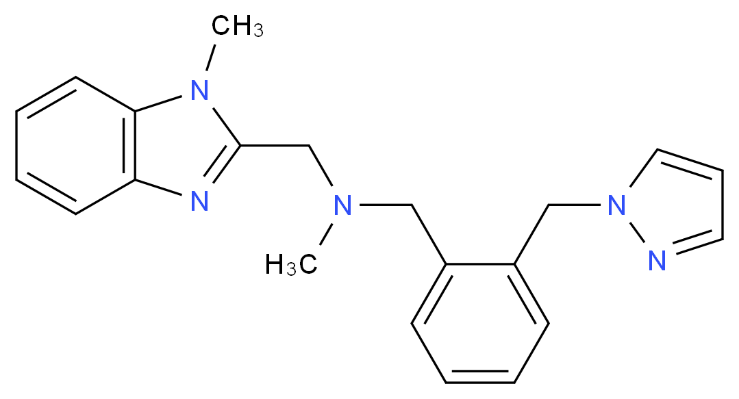 N-methyl-1-(1-methyl-1H-benzimidazol-2-yl)-N-[2-(1H-pyrazol-1-ylmethyl)benzyl]methanamine_Molecular_structure_CAS_)