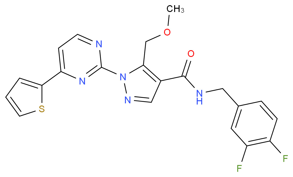 N-(3,4-difluorobenzyl)-5-(methoxymethyl)-1-[4-(2-thienyl)-2-pyrimidinyl]-1H-pyrazole-4-carboxamide_Molecular_structure_CAS_)