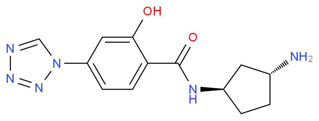 N-[(1R*,3R*)-3-aminocyclopentyl]-2-hydroxy-4-(1H-tetrazol-1-yl)benzamide_Molecular_structure_CAS_)