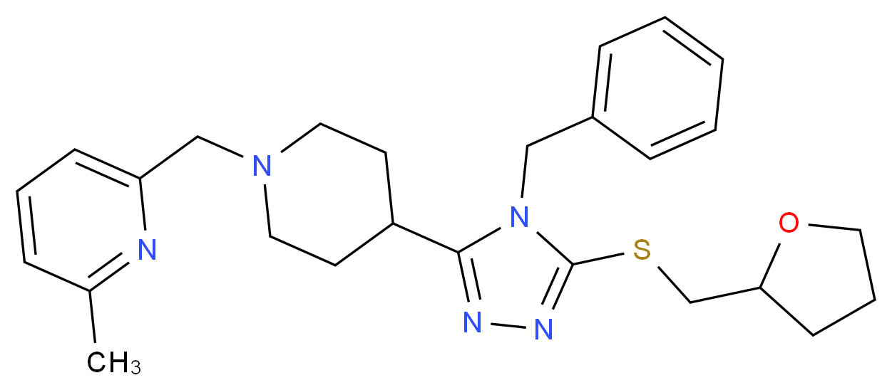 2-[(4-{4-benzyl-5-[(tetrahydro-2-furanylmethyl)thio]-4H-1,2,4-triazol-3-yl}-1-piperidinyl)methyl]-6-methylpyridine_Molecular_structure_CAS_)