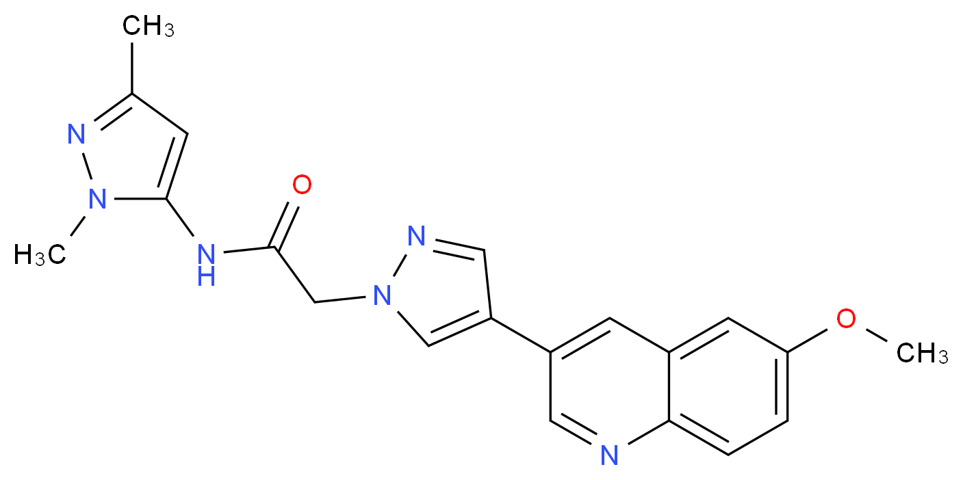 N-(1,3-dimethyl-1H-pyrazol-5-yl)-2-[4-(6-methoxyquinolin-3-yl)-1H-pyrazol-1-yl]acetamide_Molecular_structure_CAS_)