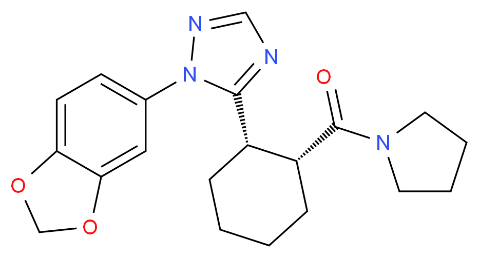 1-(1,3-benzodioxol-5-yl)-5-[(1S*,2R*)-2-(pyrrolidin-1-ylcarbonyl)cyclohexyl]-1H-1,2,4-triazole_Molecular_structure_CAS_)