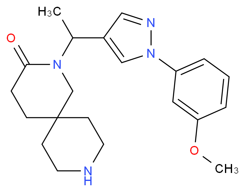 2-{1-[1-(3-methoxyphenyl)-1H-pyrazol-4-yl]ethyl}-2,9-diazaspiro[5.5]undecan-3-one_Molecular_structure_CAS_)