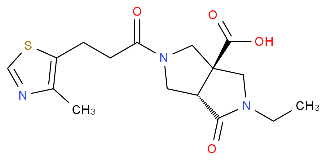 (3aS*,6aS*)-2-ethyl-5-[3-(4-methyl-1,3-thiazol-5-yl)propanoyl]-1-oxohexahydropyrrolo[3,4-c]pyrrole-3a(1H)-carboxylic acid_Molecular_structure_CAS_)