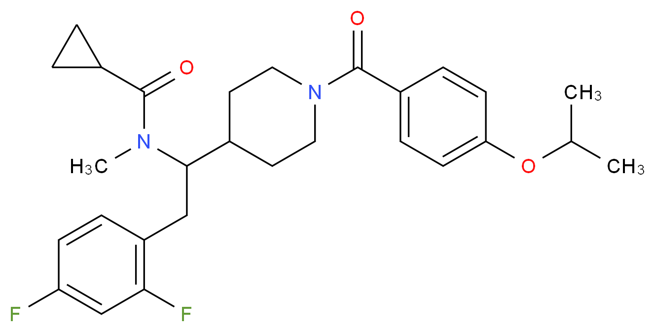 N-{2-(2,4-difluorophenyl)-1-[1-(4-isopropoxybenzoyl)-4-piperidinyl]ethyl}-N-methylcyclopropanecarboxamide_Molecular_structure_CAS_)