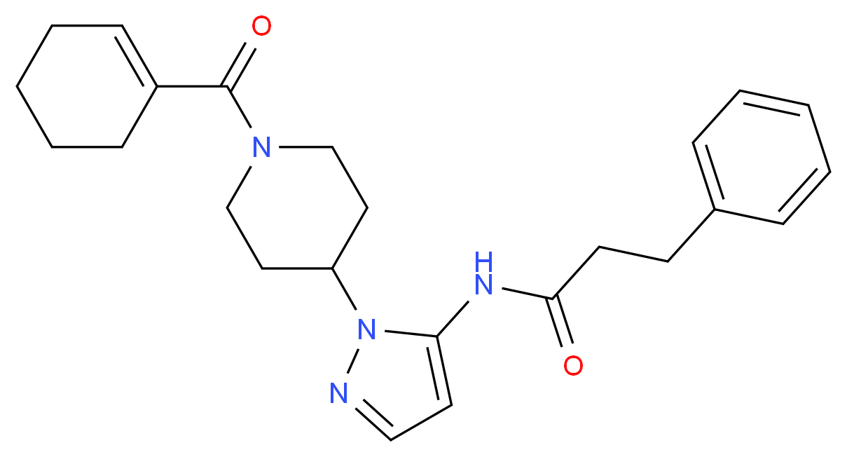 N-{1-[1-(1-cyclohexen-1-ylcarbonyl)-4-piperidinyl]-1H-pyrazol-5-yl}-3-phenylpropanamide_Molecular_structure_CAS_)