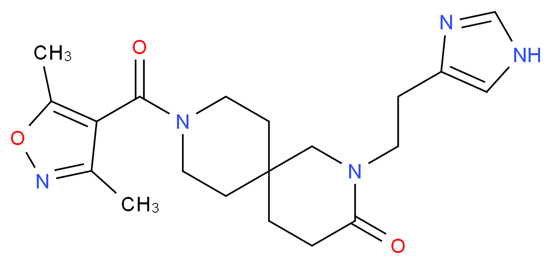 9-[(3,5-dimethylisoxazol-4-yl)carbonyl]-2-[2-(1H-imidazol-4-yl)ethyl]-2,9-diazaspiro[5.5]undecan-3-one_Molecular_structure_CAS_)