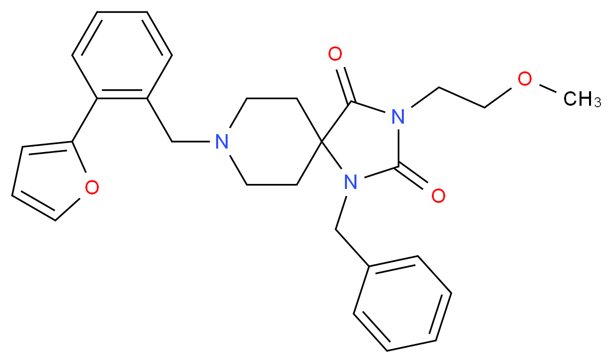 1-benzyl-8-[2-(2-furyl)benzyl]-3-(2-methoxyethyl)-1,3,8-triazaspiro[4.5]decane-2,4-dione_Molecular_structure_CAS_)