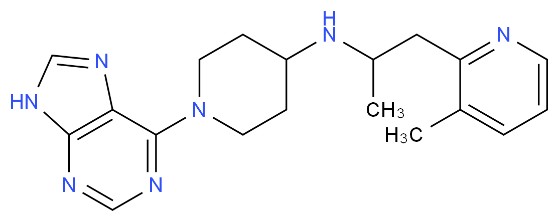 N-[1-methyl-2-(3-methylpyridin-2-yl)ethyl]-1-(9H-purin-6-yl)piperidin-4-amine_Molecular_structure_CAS_)
