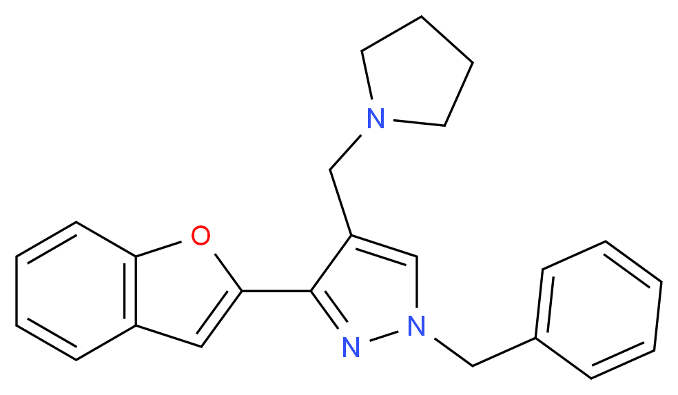 3-(1-benzofuran-2-yl)-1-benzyl-4-(1-pyrrolidinylmethyl)-1H-pyrazole_Molecular_structure_CAS_)