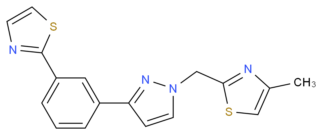 4-methyl-2-({3-[3-(1,3-thiazol-2-yl)phenyl]-1H-pyrazol-1-yl}methyl)-1,3-thiazole_Molecular_structure_CAS_)