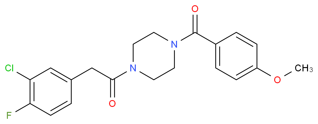 1-[(3-chloro-4-fluorophenyl)acetyl]-4-(4-methoxybenzoyl)piperazine_Molecular_structure_CAS_)