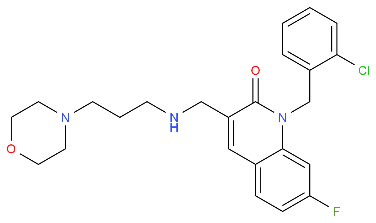 1-(2-chlorobenzyl)-7-fluoro-3-({[3-(4-morpholinyl)propyl]amino}methyl)-2(1H)-quinolinone_Molecular_structure_CAS_)