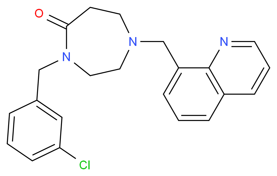 4-(3-chlorobenzyl)-1-(8-quinolinylmethyl)-1,4-diazepan-5-one_Molecular_structure_CAS_)
