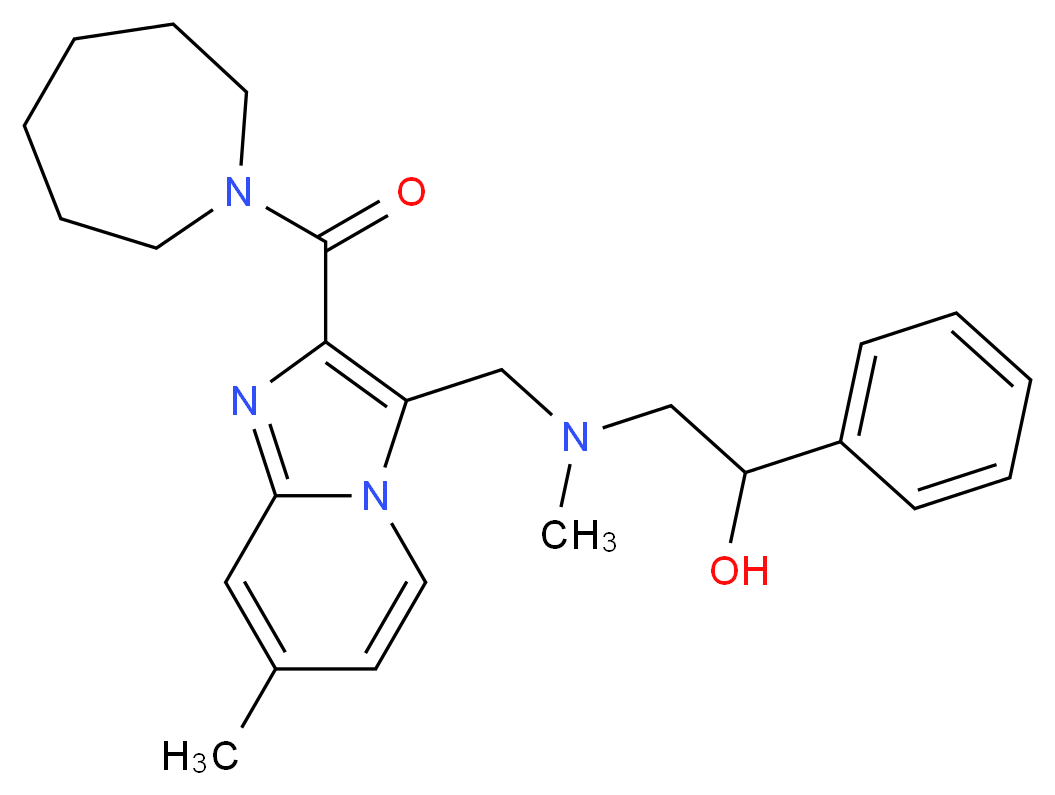 2-[{[2-(1-azepanylcarbonyl)-7-methylimidazo[1,2-a]pyridin-3-yl]methyl}(methyl)amino]-1-phenylethanol_Molecular_structure_CAS_)