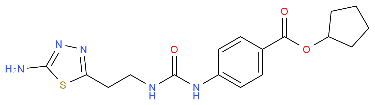 cyclopentyl 4-[({[2-(5-amino-1,3,4-thiadiazol-2-yl)ethyl]amino}carbonyl)amino]benzoate_Molecular_structure_CAS_)