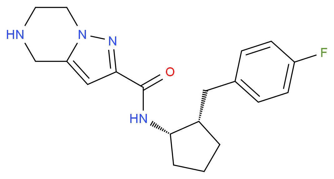 N-[(1S*,2S*)-2-(4-fluorobenzyl)cyclopentyl]-4,5,6,7-tetrahydropyrazolo[1,5-a]pyrazine-2-carboxamide_Molecular_structure_CAS_)