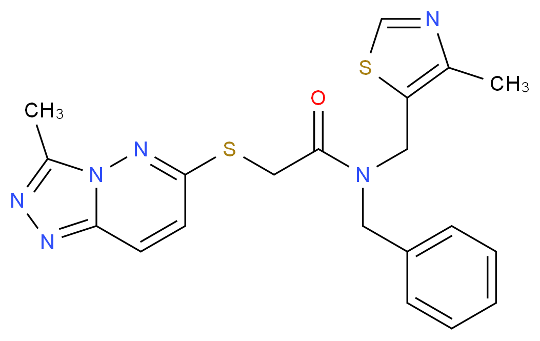 N-benzyl-N-[(4-methyl-1,3-thiazol-5-yl)methyl]-2-[(3-methyl[1,2,4]triazolo[4,3-b]pyridazin-6-yl)thio]acetamide_Molecular_structure_CAS_)