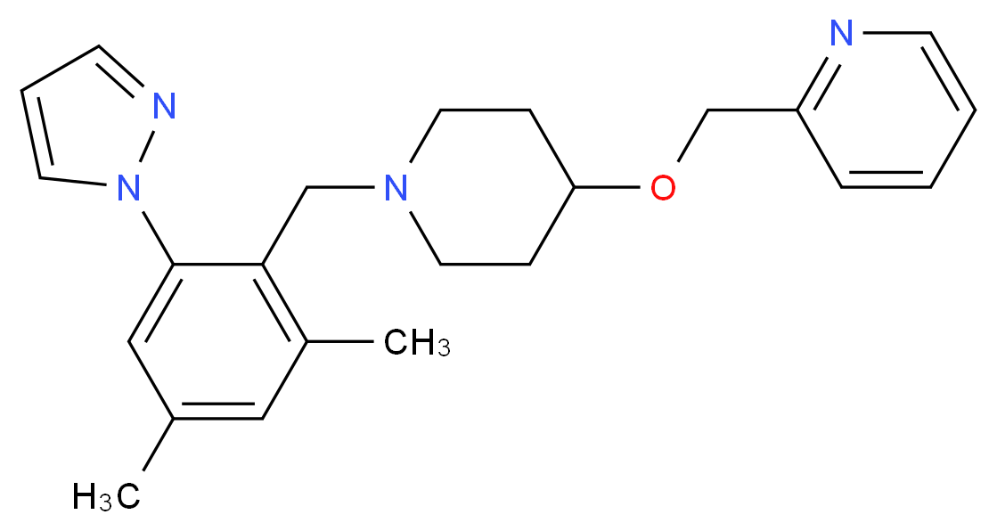 2-[({1-[2,4-dimethyl-6-(1H-pyrazol-1-yl)benzyl]piperidin-4-yl}oxy)methyl]pyridine_Molecular_structure_CAS_)