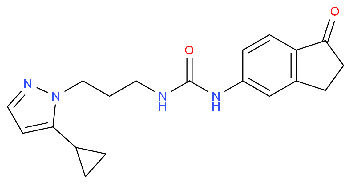 N-[3-(5-cyclopropyl-1H-pyrazol-1-yl)propyl]-N'-(1-oxo-2,3-dihydro-1H-inden-5-yl)urea_Molecular_structure_CAS_)