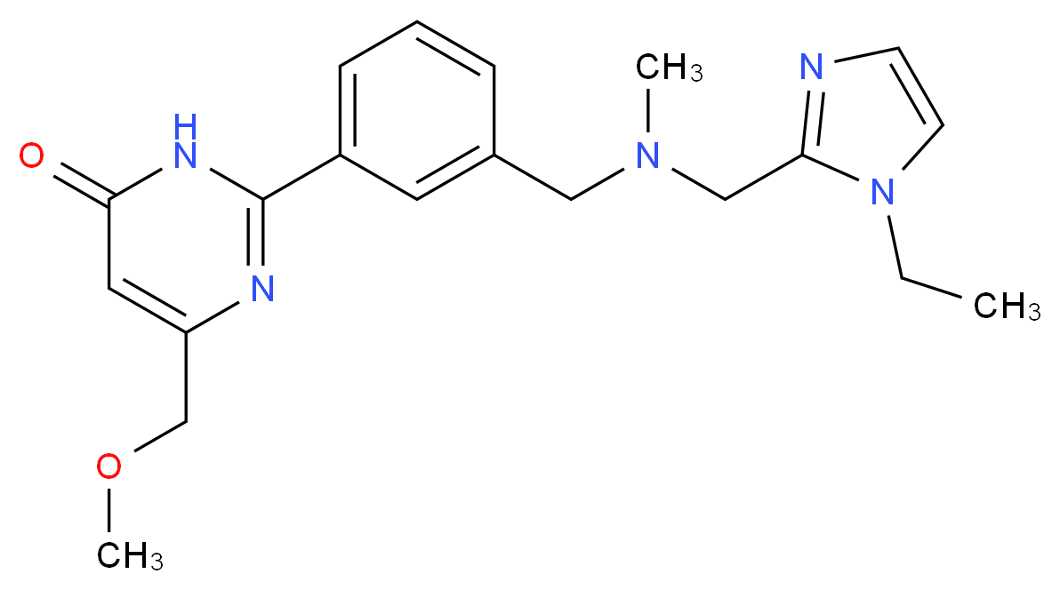 2-(3-{[[(1-ethyl-1H-imidazol-2-yl)methyl](methyl)amino]methyl}phenyl)-6-(methoxymethyl)-4(3H)-pyrimidinone_Molecular_structure_CAS_)